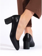 Luxusné čierne lodičky pre ženy na širokom podpätku Luxusné čierne lodičky pre ženy na širokom podpätku