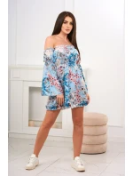 Španielske kvetinové šaty v mätovej farbe