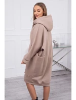 Zateplená oversize mikina tmavo béžová