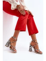 Modne Sandały Na Obcasie Biało-Czarne Josette