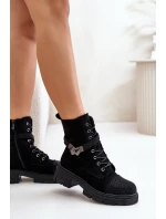 Ocieplane Botki Workery Ze Zdobieniem S.Barski HY42-281 Czarne