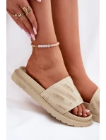 Klapki Damskie Na Platformie Big Star RR274A542 Beżowe