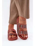 Pachnące Klapki Damskie Z Brokatem I Klamrami ZAXY RR285025 Brudny Róż