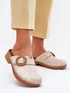 Klapki Chodaki Damskie Z Klamrą Inblu TF000001 Beżowe