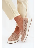 Dámske sieťované mokasíny Sergio Leone MK097H beige Dámske sieťované mokasíny Sergio Leone MK097H beige