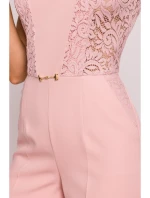 M866 Kombinéza s čipkovanými panelmi - púdrová