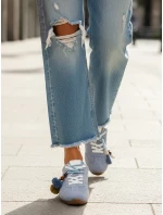 Dámske semišové tenisky s ozdobnými lodičkami modré FashionStreet ZY1412