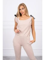 Nohavice/oblek s nápisom selfie beige