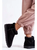 Damskie Zamszowe Niskie Śniegowce Czarne Shelie