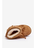 Ocieplane Botki Śniegowce Dziecięce Z Ozdobnymi Frędzlami Camel Nimia