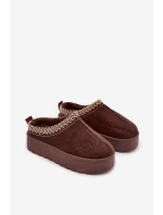 Dětské mládežnické sněhule s výšivkou na platformě čokoládové Jolisse