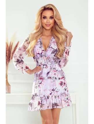 421-3 Šifónové šaty s volánmi a širokou gumou - WILD ROSE 421-3 Šifónové šaty s volánmi a širokou gumou - WILD ROSE