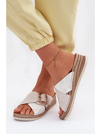 Dámske ponožky na platforme s ozdobnou prackou Inblu RV000012 Light beige