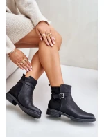 Ploché členkové topánky na podpätku s remienkom Black Sabamessa
