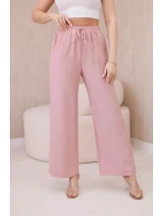 Viskózové nohavice so širokými nohavicami tmavo púdrovo ružovej farby Viskózové nohavice so širokými nohavicami tmavo púdrovo ružovej farby