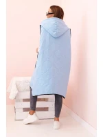 Dámske Plus veľkosť prešívaná vesta s kapucňou na zips Blue