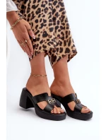 Zazoo 40419 Skórzane Klapki Damskie Z Wycięciami I Ozdobą Czarne