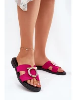 Klapki Damskie Na Płaskim Obcasie Z Ozdobą Vinceza 17381 Fuksja