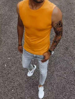 Pánske tričko bez rukávov s oranžovou potlačou FashionStreet RX4915