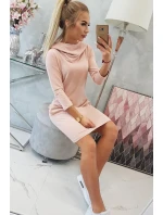 Šaty s kapucňou a vreckami tmavo púdrovo ružové