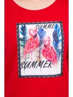 Blúzka s 3D grafikou plameniaka červená