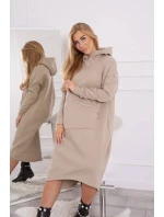 Zateplené šaty s kapucňou béžovej