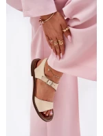 Dámske kožené ploché sandále Zazoo 3014 beige Dámske kožené ploché sandále Zazoo 3014 beige