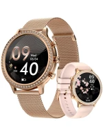 Dámske inteligentné hodinky VELTORI VT310-1 Zlatý náramok + ružový silikónový remienok Dámske inteligentné hodinky VELTORI VT310-1 Zlatý náramok + ružový silikónový remienok