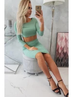 Súprava blúzky a sukne tmavo mätová