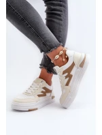 Sneakersy Damskie Na Platformie Z Eko Skóry Beżowe Lynnette