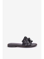 Zazoo 40381 Dámske kožené papuče na podpätku Black Zazoo 40381 Dámske kožené papuče na podpätku Black