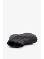 Pánske snehové topánky na zips s kožušinovou izoláciou čierne Linnora