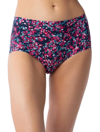 Dámske jednoduché maxi nohavičky Cranberries tmavomodré s ružovým vzorom - JULIMEX Dámske jednoduché maxi nohavičky Cranberries tmavomodré s ružovým vzorom - JULIMEX