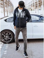 Pánska mikina na zips s potlačou v tmavomodrej farbe FashionStreet BX5412