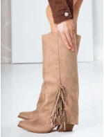 Dámske semišové boho khaki čižmy FashionStreet ZY1305