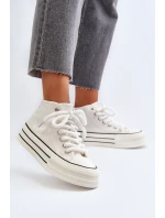 Trampki Damskie Na Platformie Białe Aineri