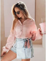Dámske nadrozmerné mušelínové tričko MUSLINEA ružové FashionStreet DY0477 Dámske nadrozmerné mušelínové tričko MUSLINEA ružové FashionStreet DY0477