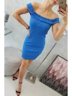 Nevädze modré volánikové šaty s pruhmi