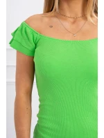 Rebrované šaty s volánikmi svetlo zelené