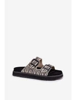 Zamszowe Klapki Damskie Z Klamrami D.Franklin DFSH405002 Zebra