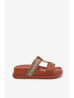 Dámské platformové sandály s pásky a zlatým detailem Camel Tahlia