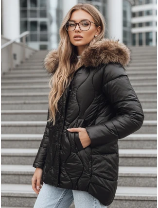 Dámska zimná bunda s kožušinou čierna FashionStreet TY5501