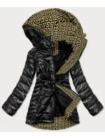 Čierna metalická dámska bunda s kapucňou (W717)