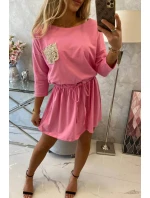 Šaty s flitrovým vreckom svetlo ružové