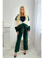 Súprava rebrovaná velúrová mikina + nohavice tmavozelená Súprava rebrovaná velúrová mikina + nohavice tmavozelená
