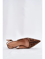 Zdobione Sandały Na Szpilce Panterka Brązowe Kemonia
