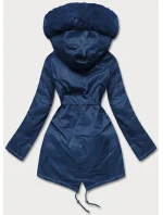 Dámska parka s kožušinou v tmavomodrej farbe (5m762-215)