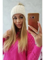 Fleecová kockovaná čiapka K226 ecru