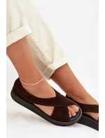 Dámské sandály Zazoo 3196 z přírodního semiše Čokoládové