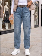 Dámske baggy džínsy s opaskom, modré, FashionStreet UY3123 Dámske baggy džínsy s opaskom, modré, FashionStreet UY3123